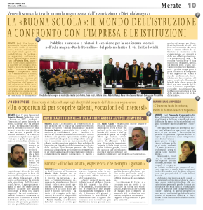 Articolo sul Giornale di Merate dell'8/03/2016