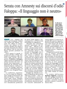 Articolo sul Giornale di Merate del 2 marzo 2021