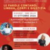 Locandina - Le parole contano: lingua, corpi e giustizia - Gheno - Blasi - Garlati