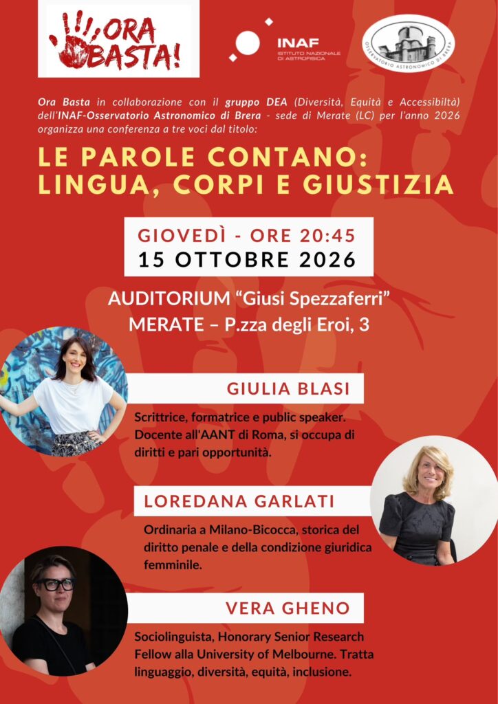 Locandina - Le parole contano: lingua, corpi e giustizia - Gheno - Blasi - Garlati